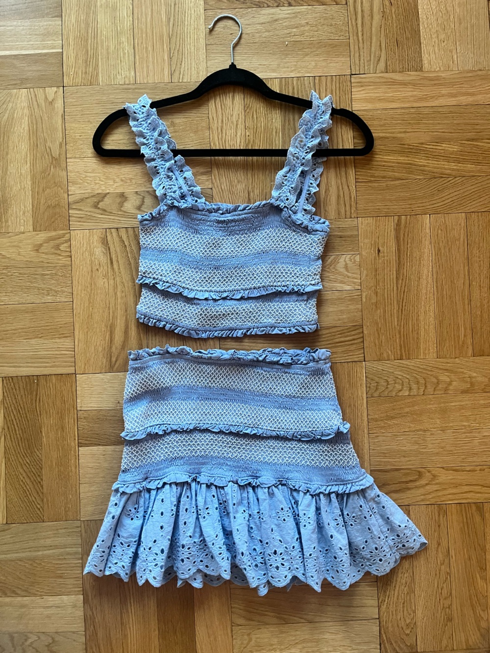 Smocked Ruffle Crop Top and Skirt Set